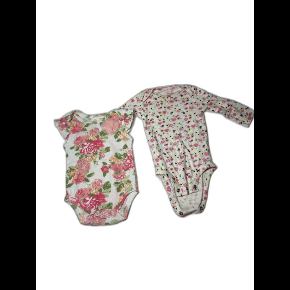 3-6 month girls Pink Floral Baby One-Pieces - White Base